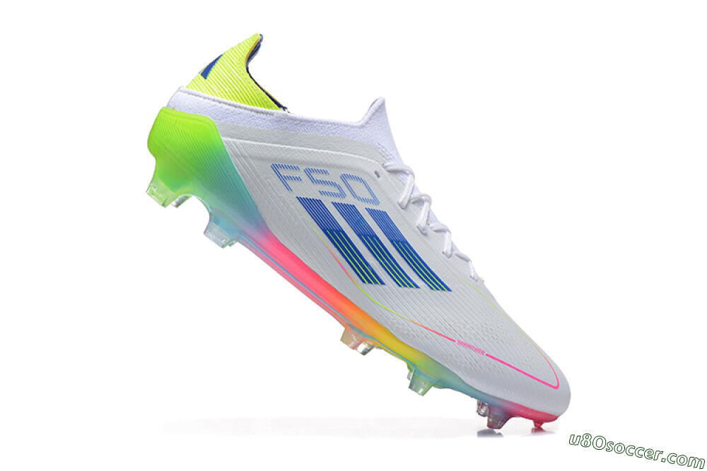 Adidas F50 Elite FG Firm Ground Soccer Cleats - White/Blue/Yellow/Pink 4
