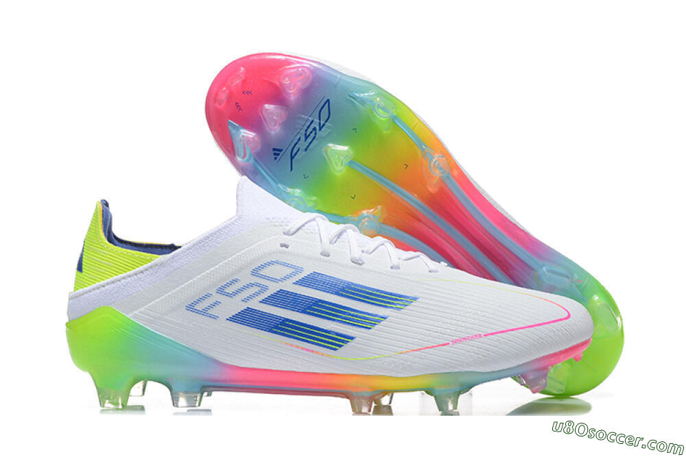 Adidas F50 Elite FG Firm Ground Soccer Cleats - White/Blue/Yellow/Pink 1