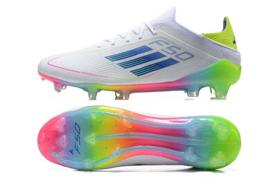 Adidas F50 Elite FG Firm Ground Soccer Cleats - White/Blue/Yellow/Pink