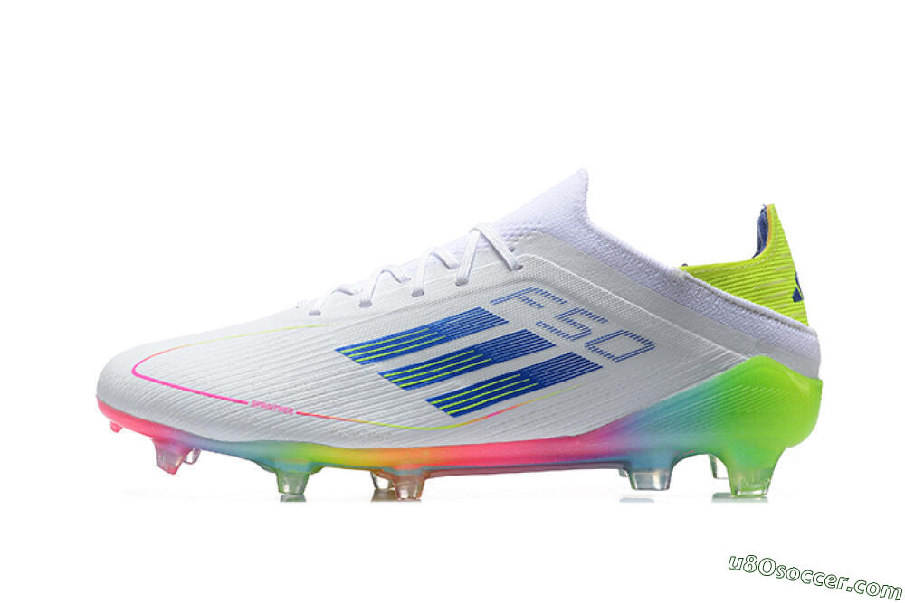 Adidas F50 Elite FG Firm Ground Soccer Cleats - White/Blue/Yellow/Pink 2