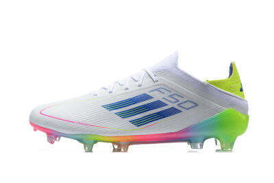 Adidas F50 Elite FG Firm Ground Soccer Cleats - White/Blue/Yellow/Pink