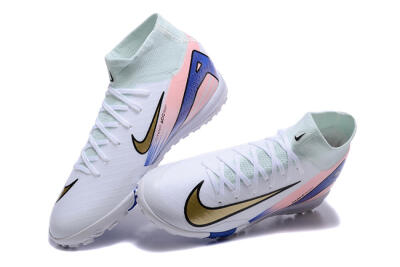 Nike Air Zoom Mercurial Superfly 10 Elite TF Artificial Turf Soccer Shoes - White/Gold/Blue/Pink