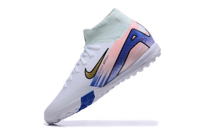 Nike Air Zoom Mercurial Superfly 10 Elite TF Artificial Turf Soccer Shoes - White/Gold/Blue/Pink