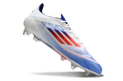 Adidas F50 Elite SG Soft Ground Soccer Cleats - White/Blue/Red