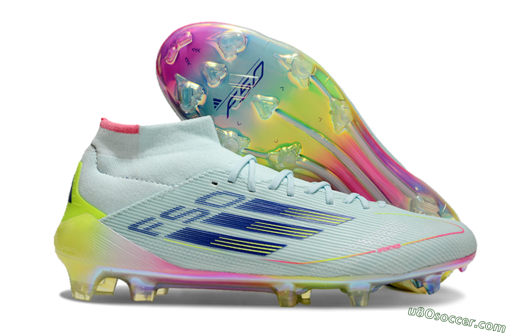 Adidas F50 Elite Mid FG Firm Ground Soccer Cleats - Jade/Yellow/Pink/Gold 1