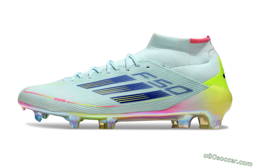 Adidas F50 Elite Mid FG Firm Ground Soccer Cleats - Jade/Yellow/Pink/Gold 2