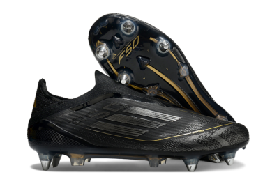 Adidas F50 Elite Laceless SG Soft Ground Soccer Cleats - Black/Silver/Gold