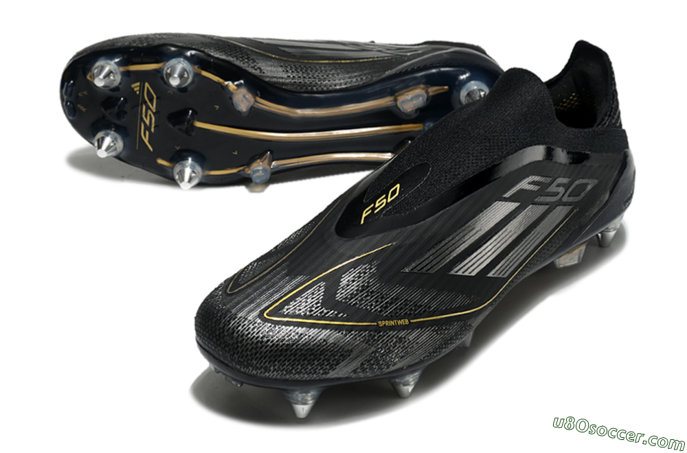 Adidas F50 Elite Laceless SG Soccer Cleats - Black/Silver
