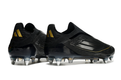 Adidas F50 Elite Laceless SG Soft Ground Soccer Cleats - Black/Silver/Gold