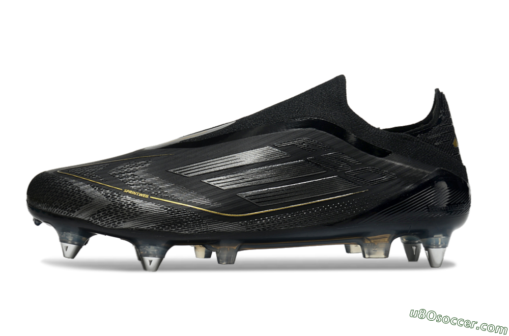 Adidas F50 Elite Laceless SG Soft Ground Soccer Cleats - Black/Silver/Gold 2