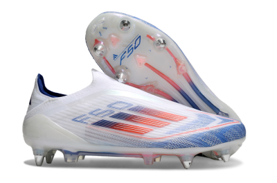 Adidas F50 Elite Laceless SG Soft Ground Soccer Cleats - White/Blue/Red