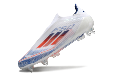Adidas F50 Elite Laceless SG Soft Ground Soccer Cleats - White/Blue/Red