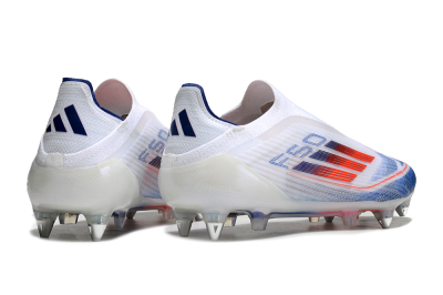 Adidas F50 Elite Laceless SG Soft Ground Soccer Cleats - White/Blue/Red