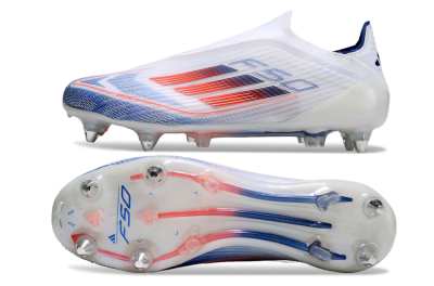 Adidas F50 Elite Laceless SG Soft Ground Soccer Cleats - White/Blue/Red