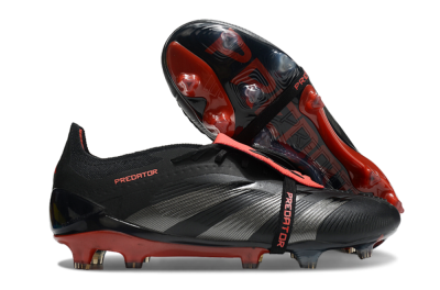 Adidas Predator Elite Tongue FG Firm Ground Soccer Cleats - Black/Silver/Red