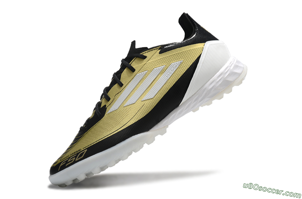 Adidas F50 Pro TF Artificial Turf Soccer Shoes - Gold/White/Black 5