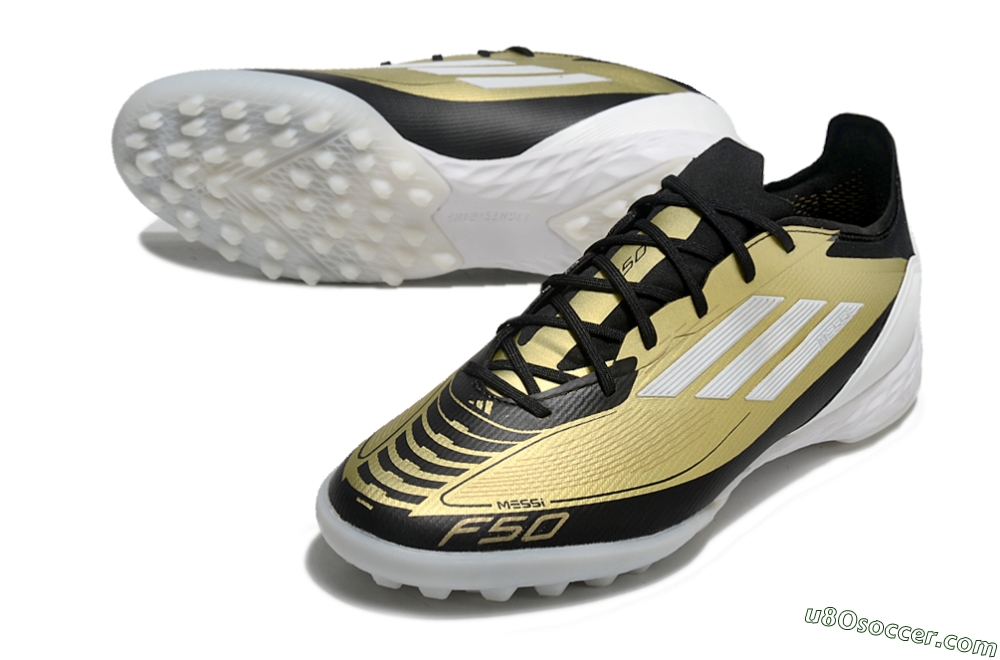 Adidas F50 Pro TF Artificial Turf Soccer Shoes - Gold/White/Black 3