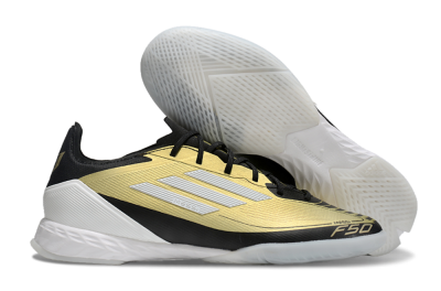 Adidas F50 Pro IC Indoor & Futsal Soccer Shoes - Gold/White/Black