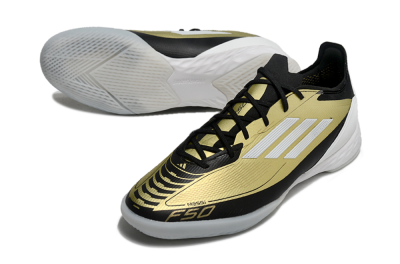 Adidas F50 Pro IC Indoor & Futsal Soccer Shoes - Gold/White/Black