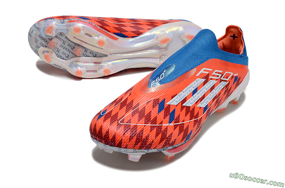 Adidas F50+ Lightstrike Elite Laceless FG Firm Ground Soccer Cleats - Red/Blue/White 3