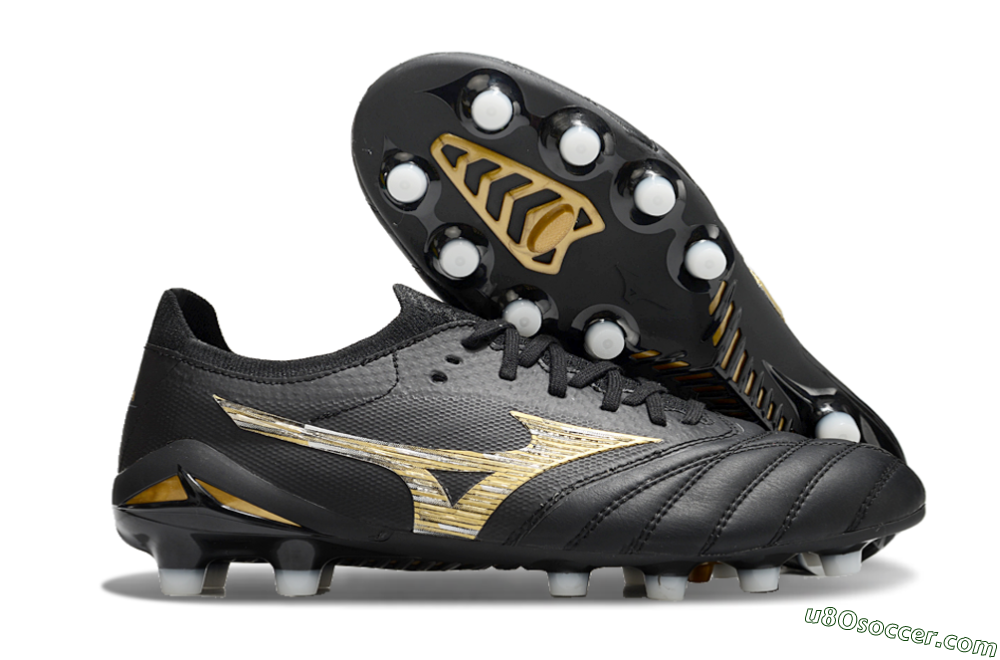 Mizuno Morelia Neo 4 FG Firm Ground Soccer Cleats - Black/Gold/White 1
