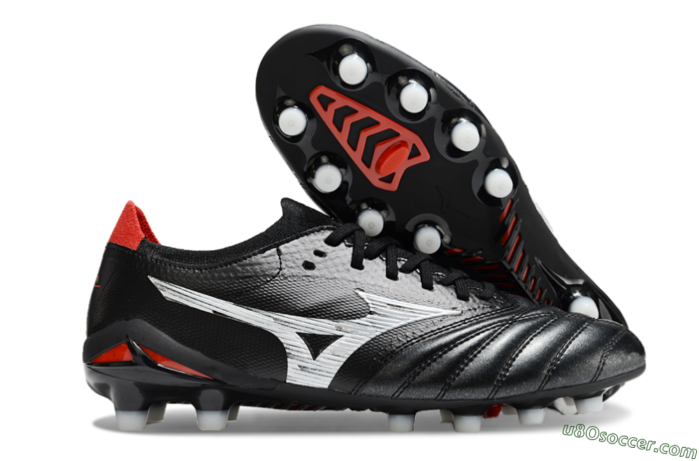 Mizuno Morelia Neo 4 FG Firm Ground Soccer Cleats - Black/White/Red 1