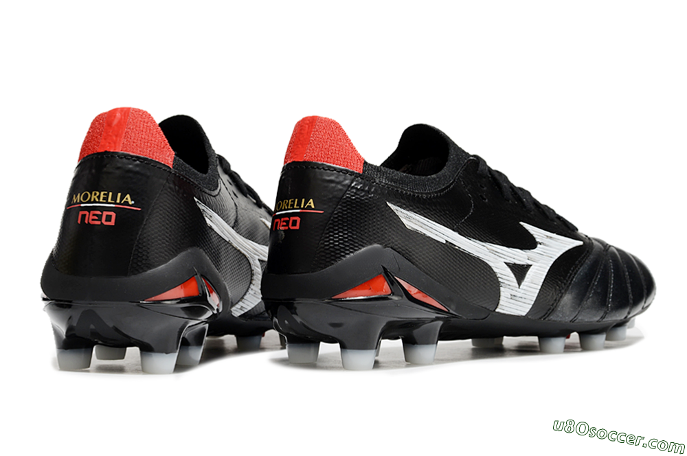 Mizuno Morelia Neo 4 FG Firm Ground Soccer Cleats - Black/White/Red 6