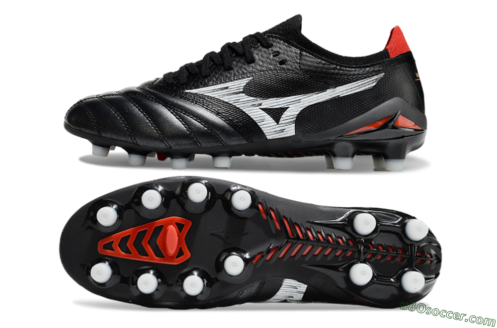 Mizuno Morelia Neo 4 FG Firm Ground Soccer Cleats - Black/White/Red 0