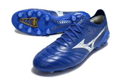 Mizuno Morelia Neo 4 FG Firm Ground Soccer Cleats - Blue/White/Gold