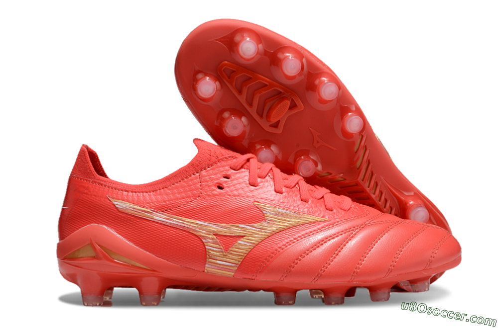 Mizuno Morelia Neo 4 FG Firm Ground Soccer Cleats - Red/Gold 1