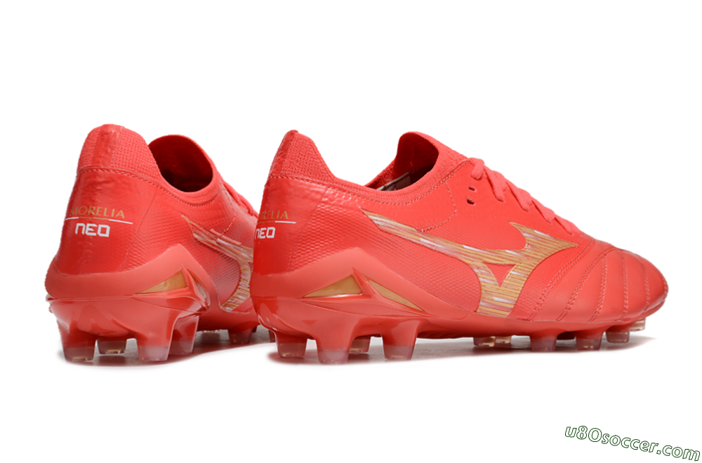 Mizuno Morelia Neo 4 FG Firm Ground Soccer Cleats - Red/Gold 6