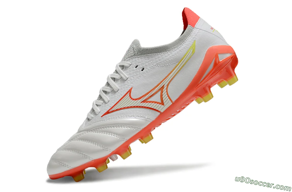Mizuno Morelia Neo 4 FG Firm Ground Soccer Cleats - White/Red/Yellow