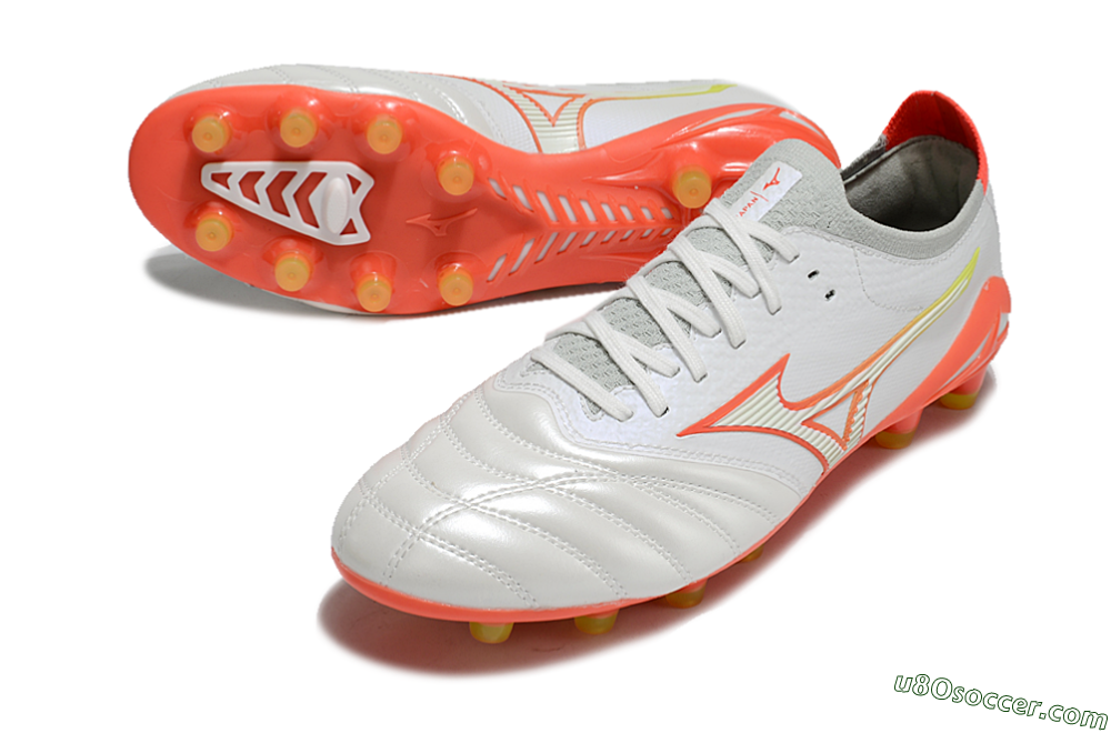 Mizuno Morelia Neo 4 FG Firm Ground Soccer Cleats - White/Red/Yellow 3