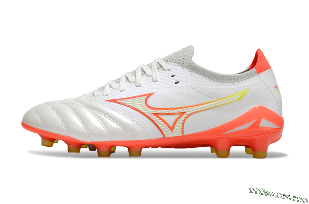 Mizuno Morelia Neo 4 FG Firm Ground Soccer Cleats - White/Red/Yellow 2