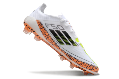 Adidas F50 Elite FG Firm Ground Soccer Cleats - White/Black/Leopard/Yellow