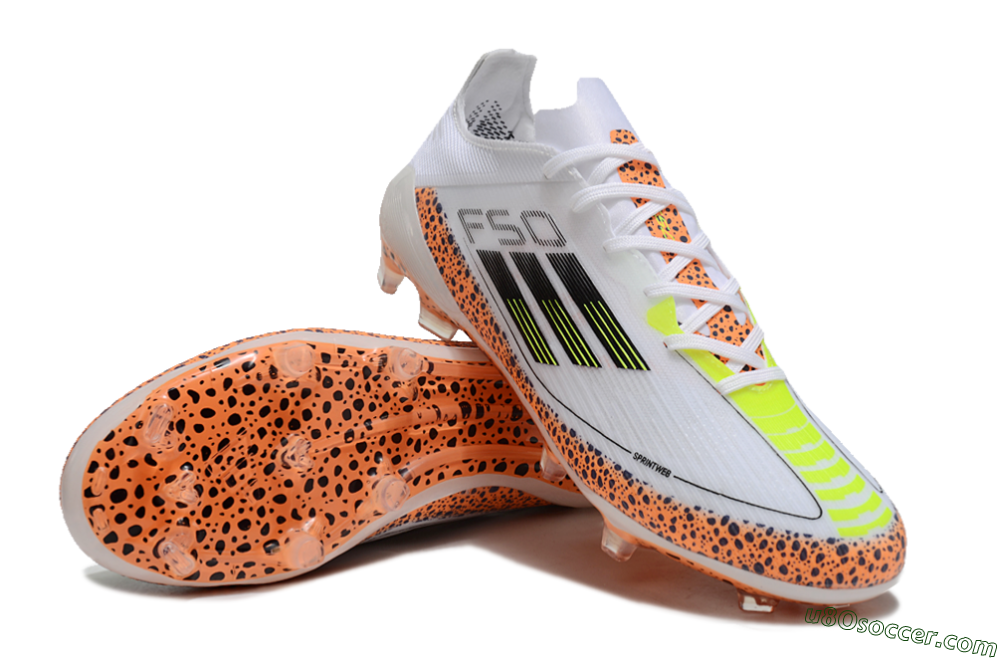 Adidas F50 Elite FG Firm Ground Soccer Cleats - White/Black/Leopard/Yellow 3