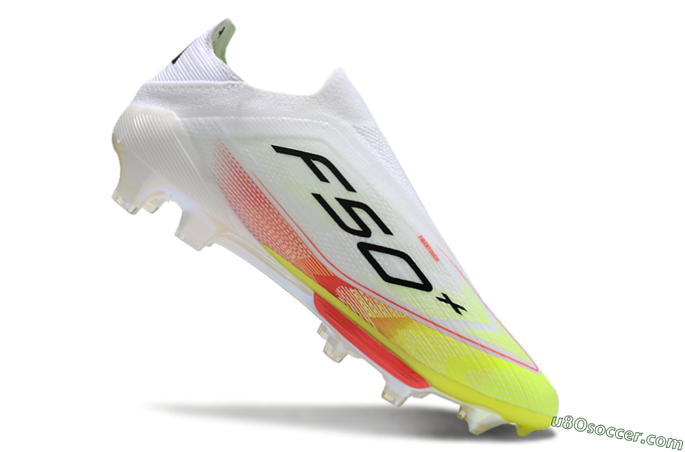 Adidas F50+ Lightstrike Elite Laceless FG Firm Ground Soccer Cleats - White/Red/Yellow 4