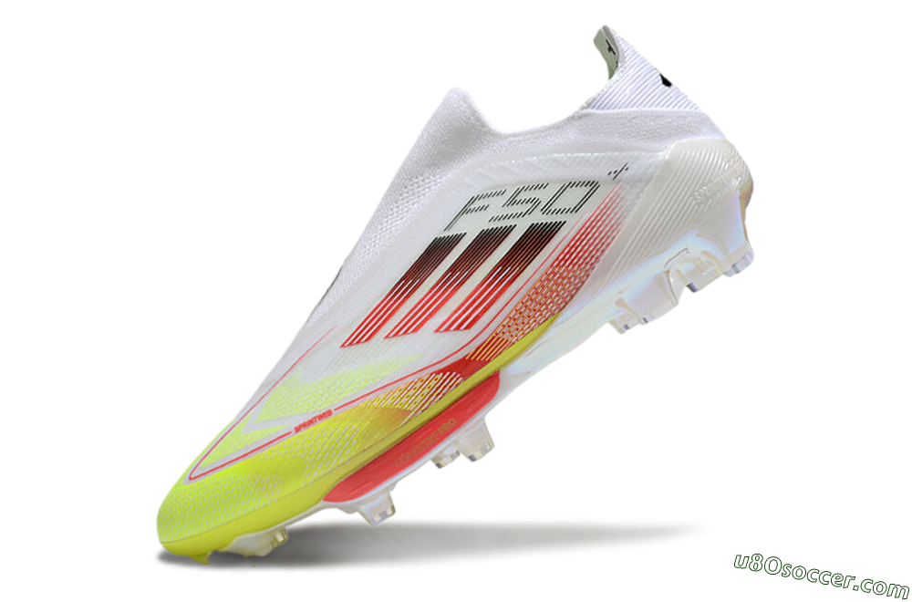 Adidas F50+ Lightstrike Elite Laceless FG Firm Ground Soccer Cleats - White/Red/Yellow 5