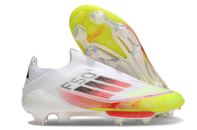 Adidas F50+ Lightstrike Elite Laceless FG Firm Ground Soccer Cleats - White/Red/Yellow