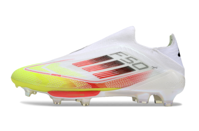 Adidas F50+ Lightstrike Elite Laceless FG Firm Ground Soccer Cleats - White/Red/Yellow