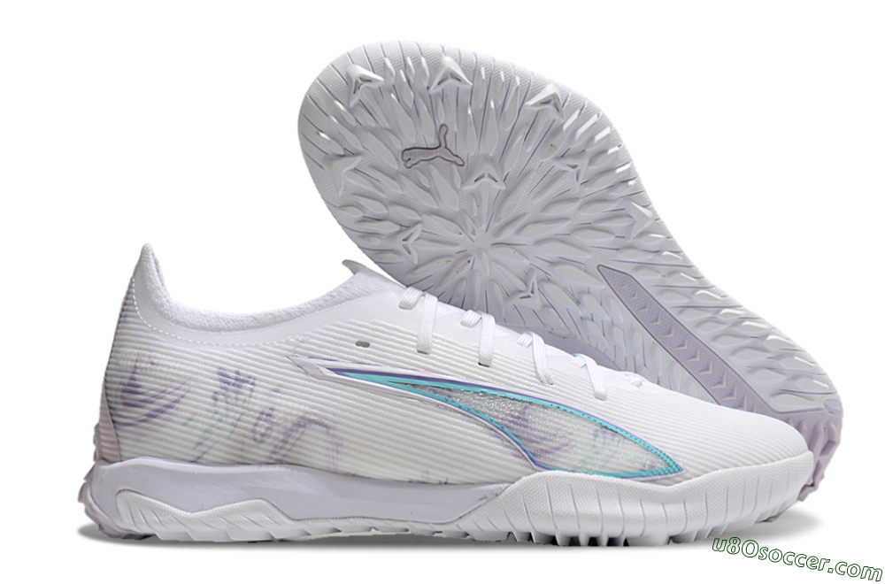 Puma Ultra Ultimate TF Artificial Turf Soccer Shoes - White/Purple/Blue 1