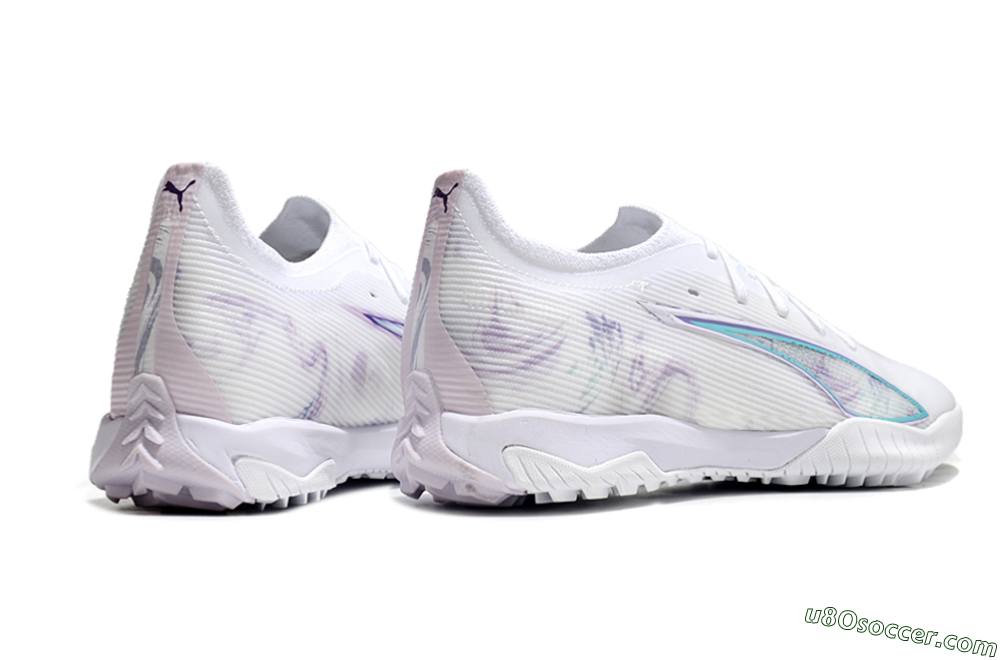 Puma Ultra Ultimate TF Artificial Turf Soccer Shoes - White/Purple/Blue 6