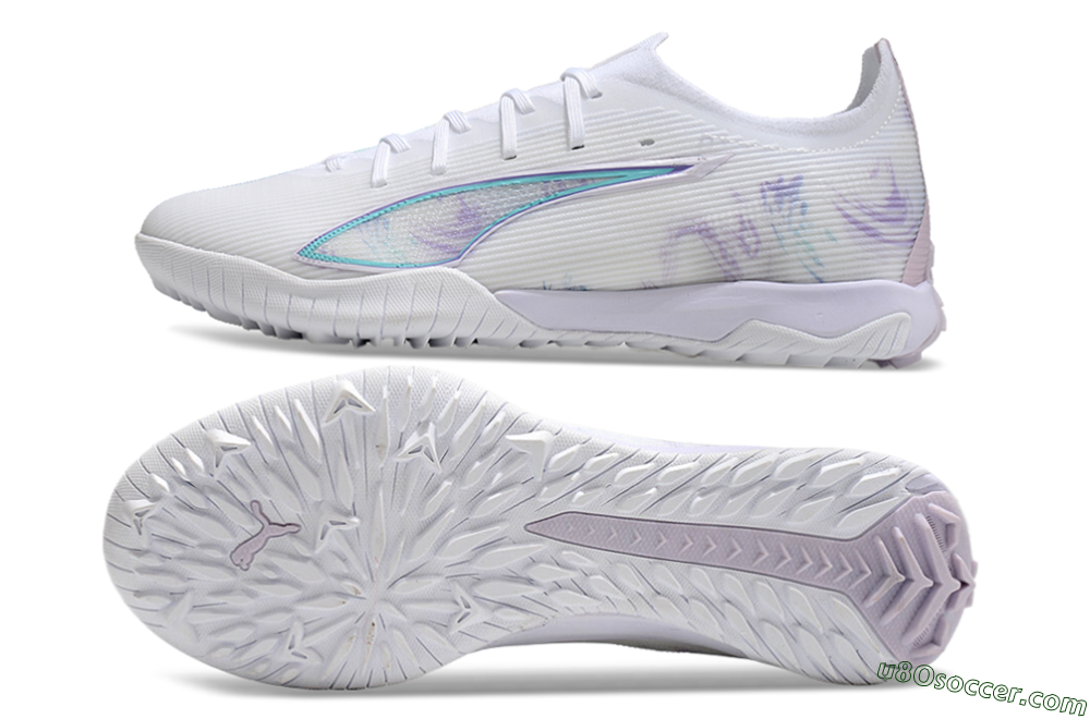 Puma Ultra Ultimate TF Artificial Turf Soccer Shoes - White/Purple/Blue 0