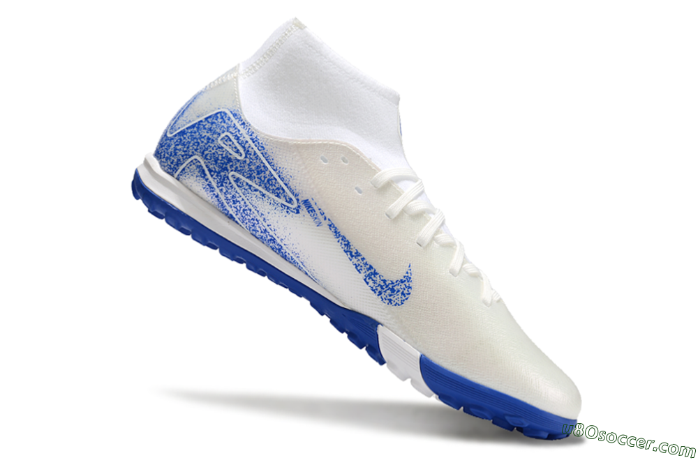 Nike Air Zoom Mercurial Superfly 10 Elite TF Artificial Turf Soccer Shoes - Beige/White/Blue 4