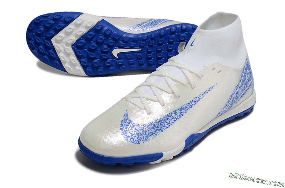 Nike Air Zoom Mercurial Superfly 10 Elite TF Artificial Turf Soccer Shoes - Beige/White/Blue 3