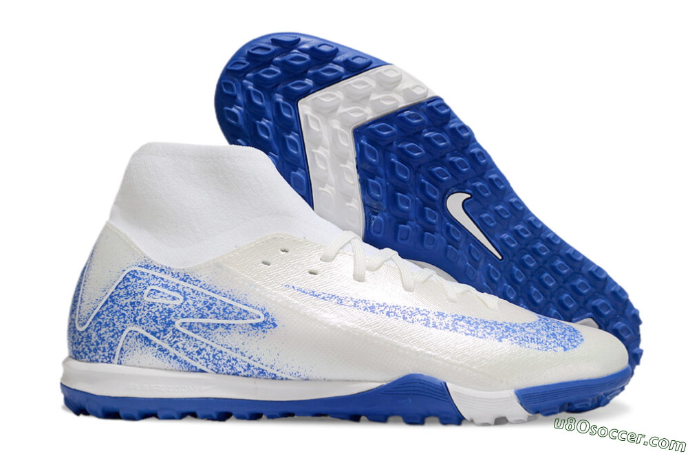 Nike Air Zoom Mercurial Superfly 10 Elite TF Artificial Turf Soccer Shoes - Beige/White/Blue 1