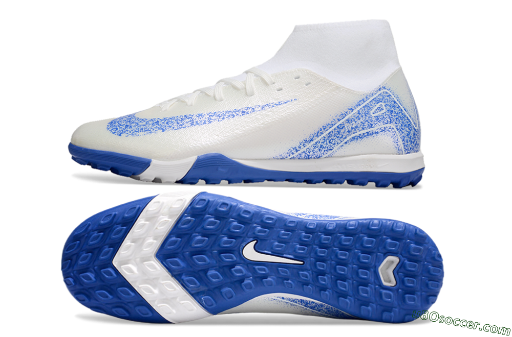 Nike Air Zoom Mercurial Superfly 10 Elite TF Artificial Turf Soccer Shoes - Beige/White/Blue 0