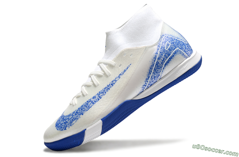 Nike Air Zoom Mercurial Superfly 10 Elite IC Indoor & Futsal Soccer Shoes - Beige/White/Blue 5