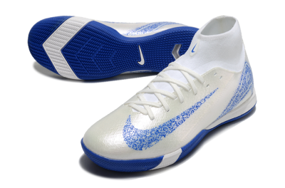 Nike Air Zoom Mercurial Superfly 10 Elite IC Indoor & Futsal Soccer Shoes - Beige/White/Blue