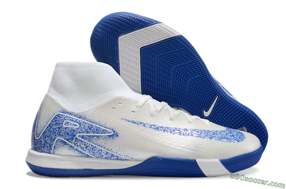 Nike Air Zoom Mercurial Superfly 10 Elite IC Indoor & Futsal Soccer Shoes - Beige/White/Blue 1